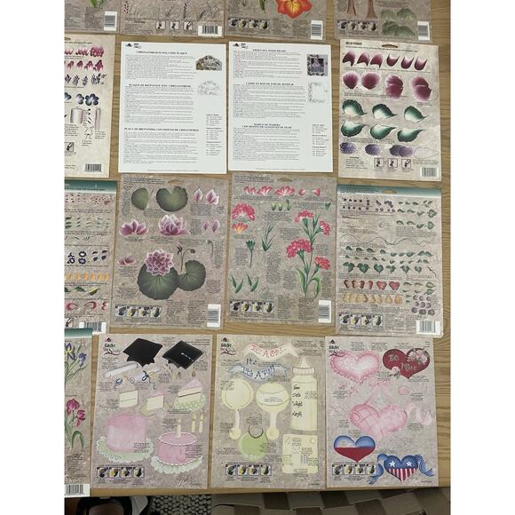 Donna Dewberry Painting Guides Folk Art Plaid One Stroke Cottage Floral Lot 20 - Picture 9 of 11